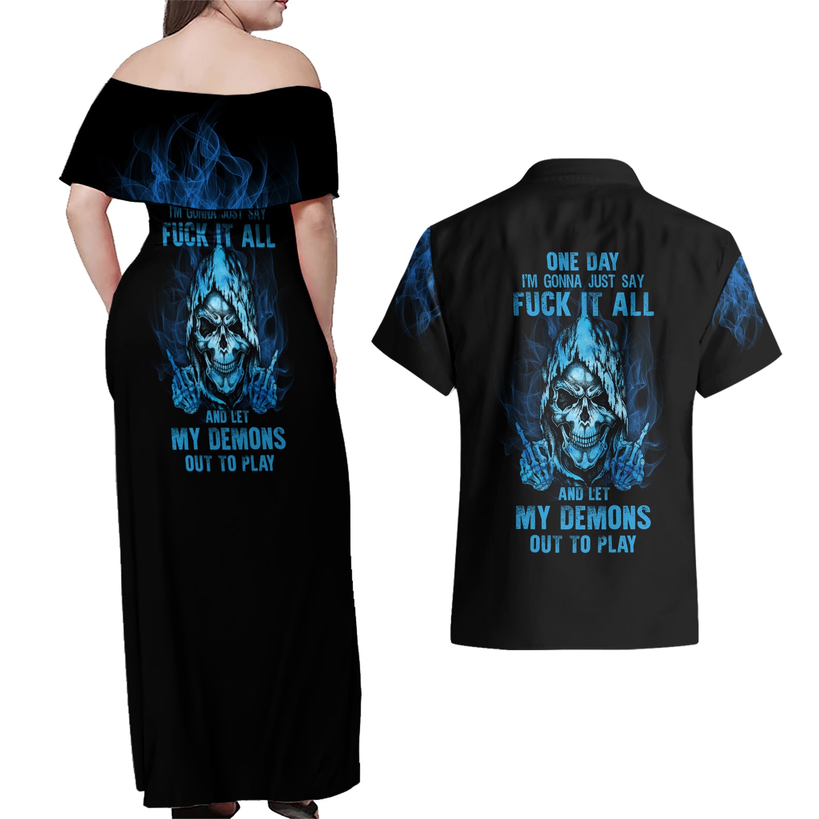 my-demons-out-to-play-skull-couples-matching-off-shoulder-maxi-dress-and-hawaiian-shirt