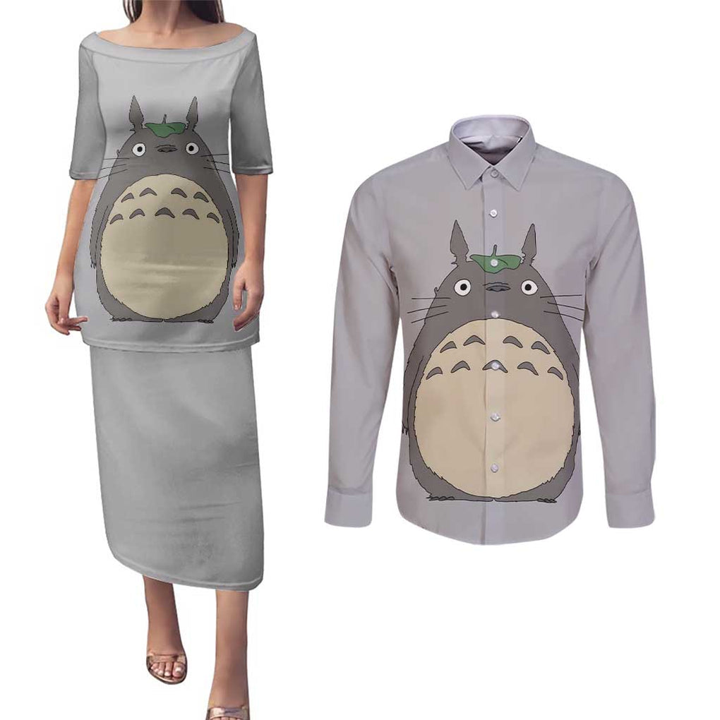 Totoro My Neighbor Totoro Couples Matching Puletasi and Long Sleeve Button Shirt Ghibli Anime Style