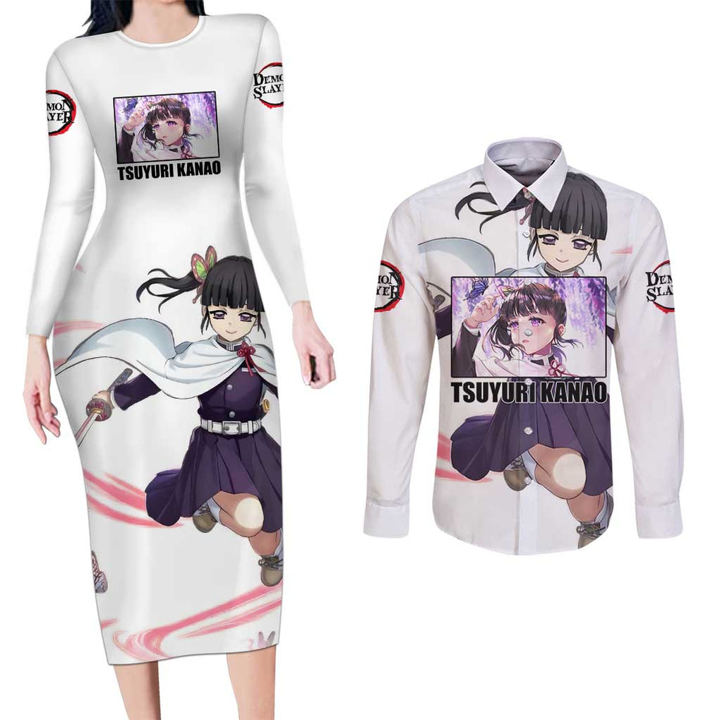 Kanao - Demon Slayer Couples Matching Long Sleeve Bodycon Dress and Long Sleeve Button Shirt Anime Style