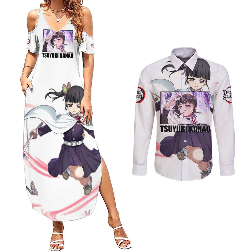 Kanao - Demon Slayer Couples Matching Summer Maxi Dress and Long Sleeve Button Shirt Anime Style