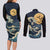 Kanagawa Wave Janpan Halloween Couples Matching Long Sleeve Bodycon Dress and Long Sleeve Button Shirt Japan Art Style