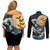 Kanagawa Wave Janpan Halloween Couples Matching Off Shoulder Short Dress and Long Sleeve Button Shirt Japan Art Style