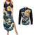 Kanagawa Wave Janpan Halloween Couples Matching Summer Maxi Dress and Long Sleeve Button Shirt Japan Art Style