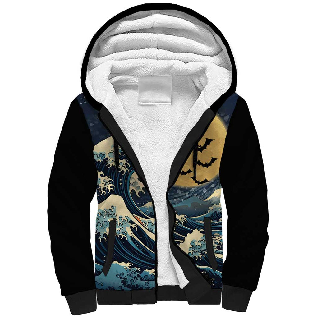 Kanagawa Wave Janpan Halloween Sherpa Hoodie Japan Art Style