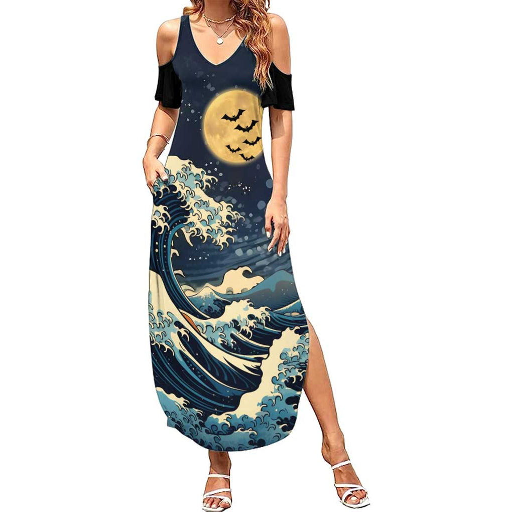 Kanagawa Wave Janpan Halloween Summer Maxi Dress Japan Art Style