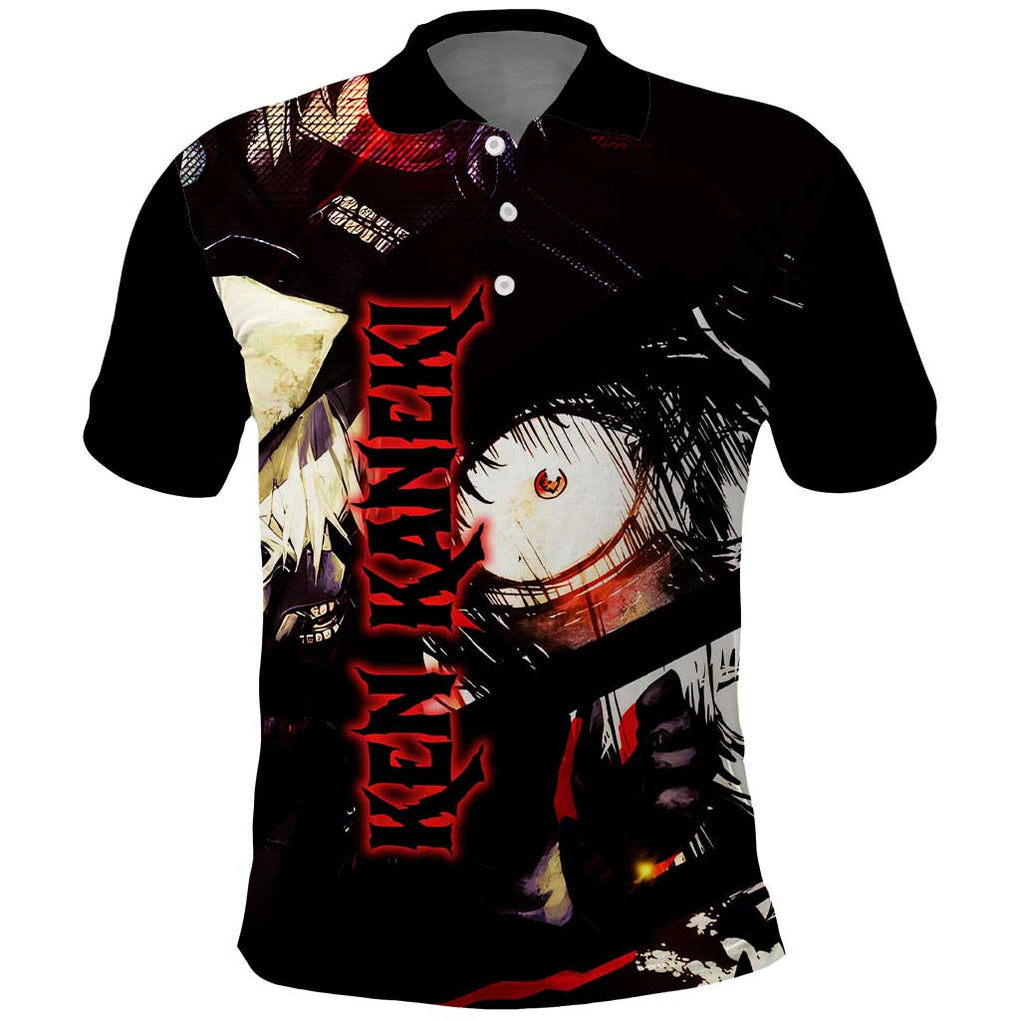 Kaneki Ken Tokyo Ghoul Grunge Polo Shirt Anime Style