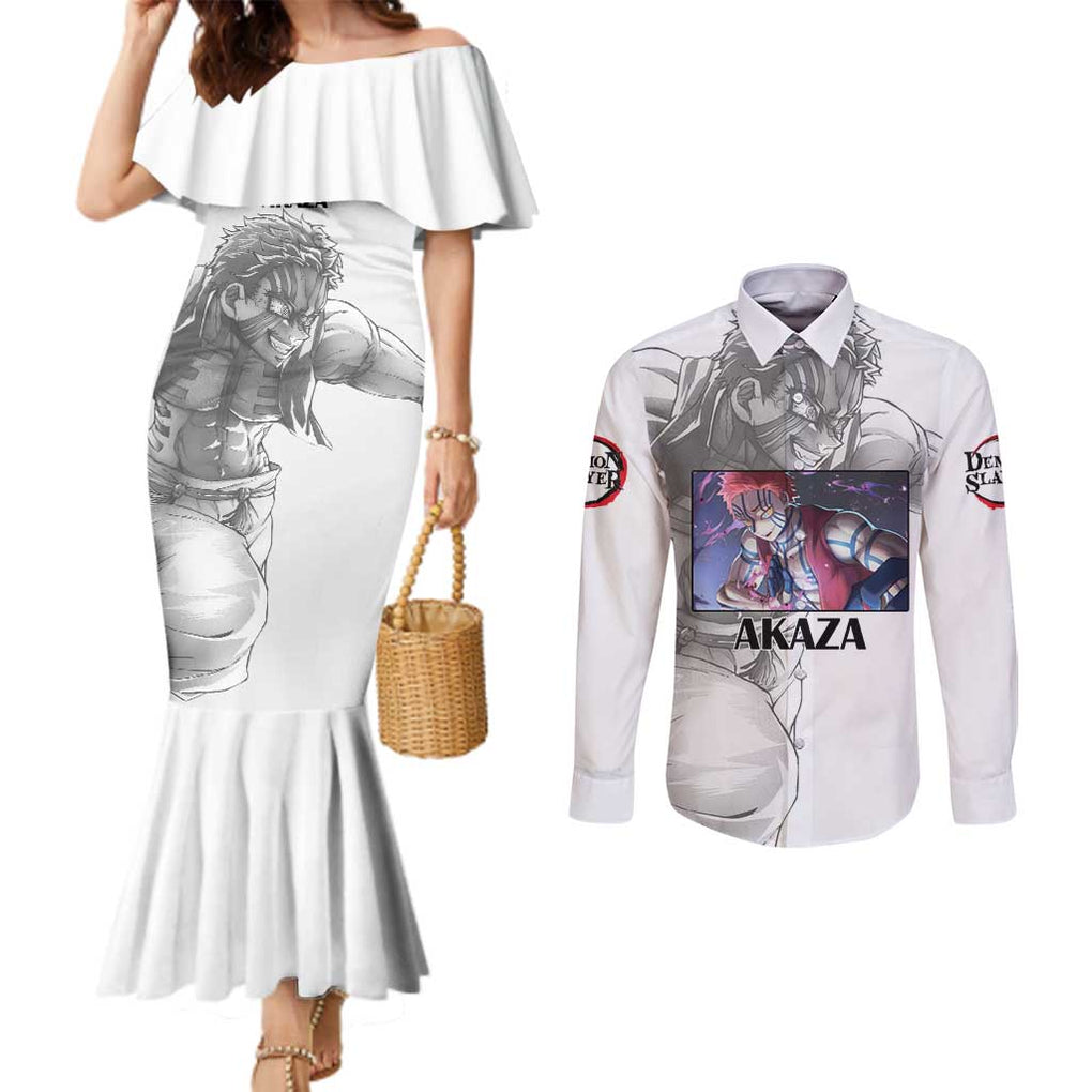 Akaza - Demon Slayer - Kimesu no Yaiba Couples Matching Mermaid Dress and Long Sleeve Button Shirt Japan Art Style