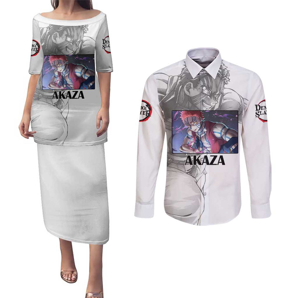 Akaza - Demon Slayer - Kimesu no Yaiba Couples Matching Puletasi and Long Sleeve Button Shirt Japan Art Style