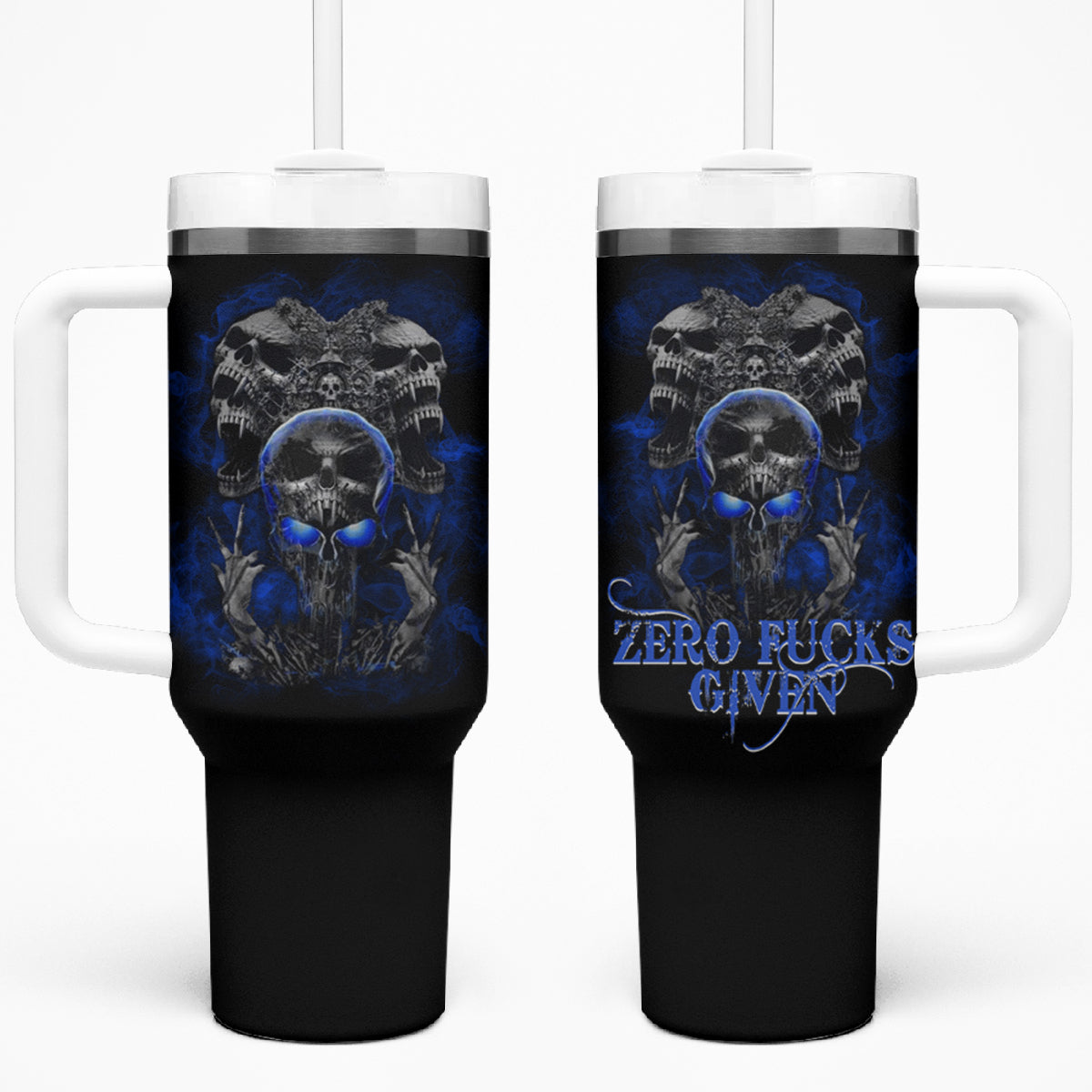 Skull Butterfly Demon - Zero Fck Given Tumbler With Handle