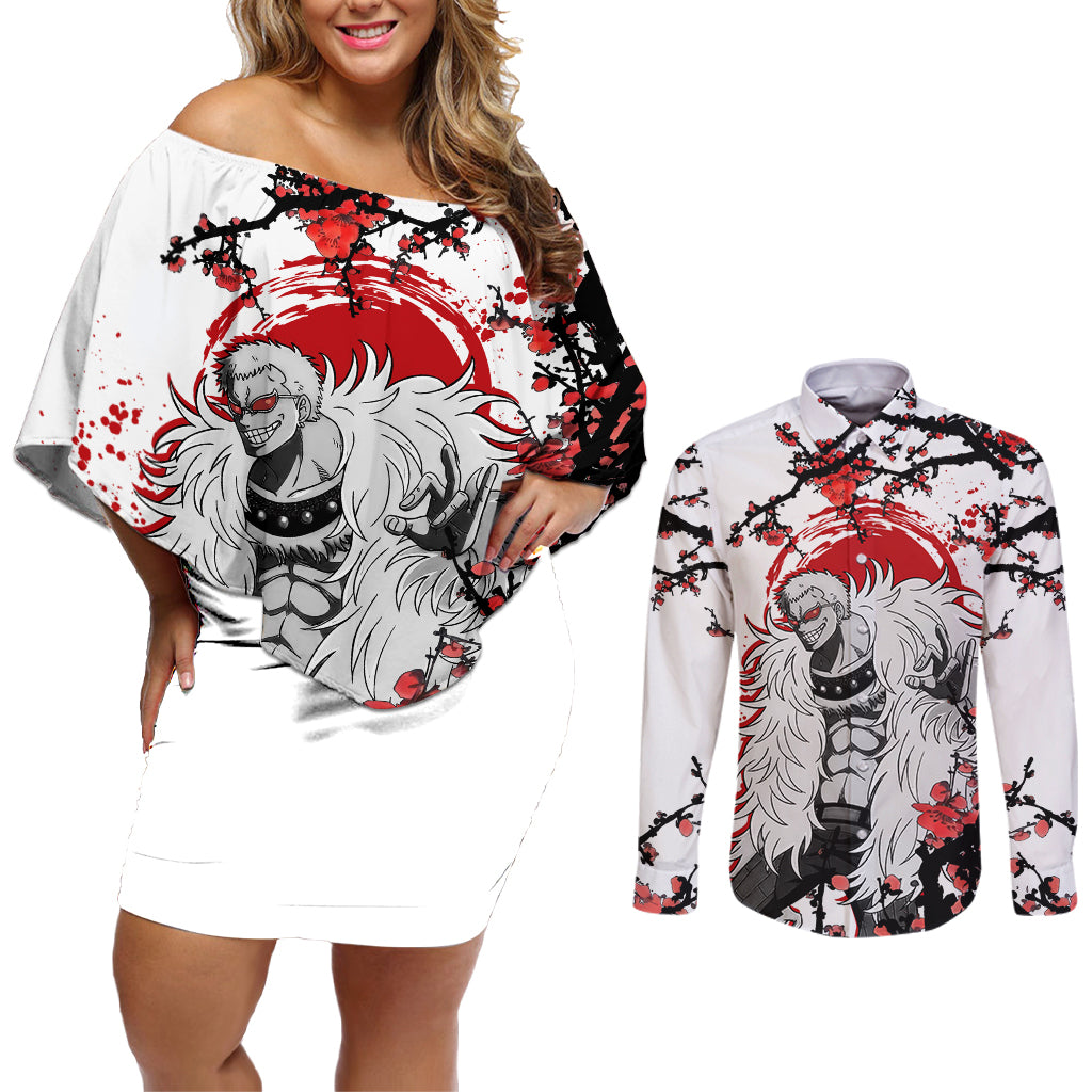 Donquixote - Japan Style Anime Couples Matching Off Shoulder Short Dress and Long Sleeve Button Shirt