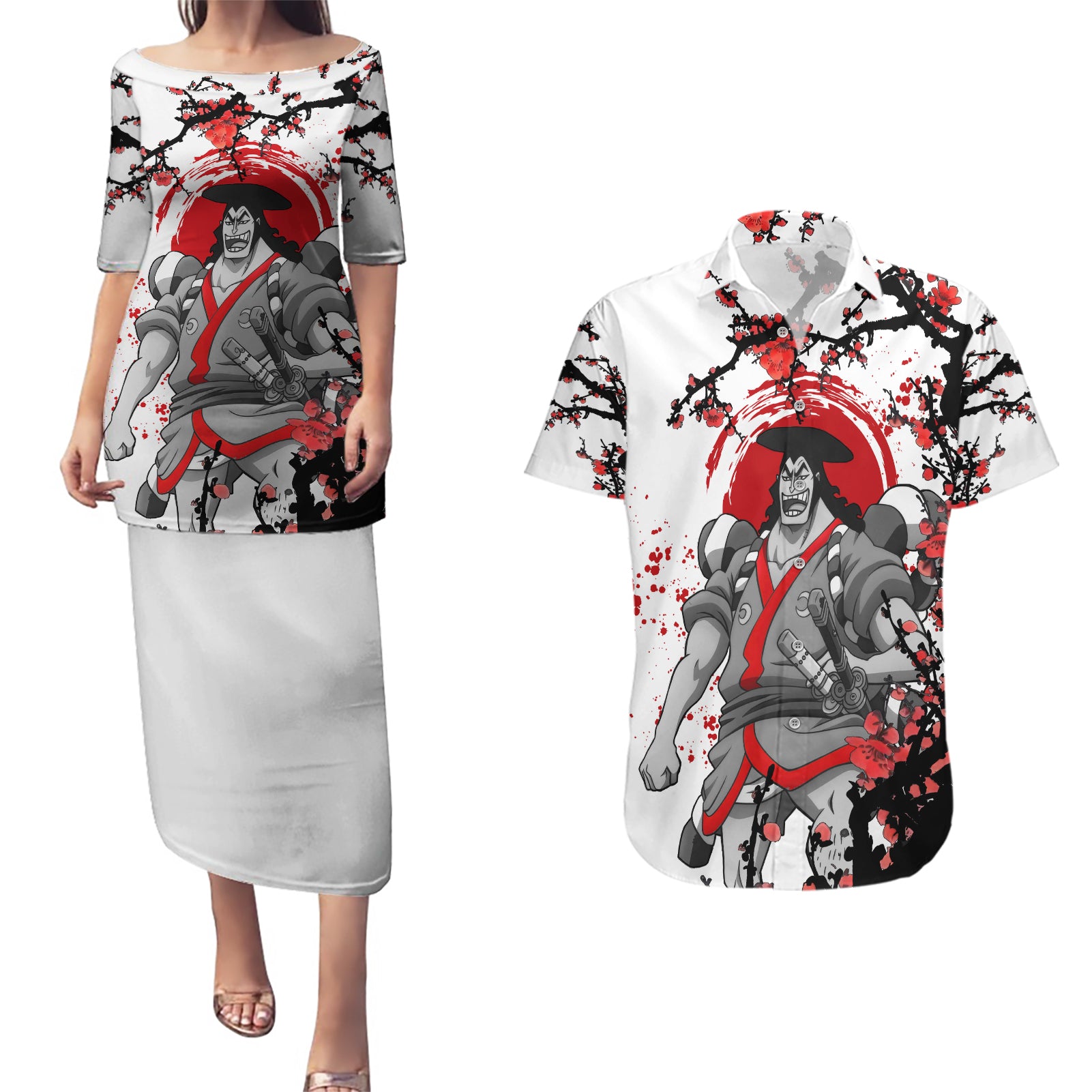 Kozuki Oden - Japan Style Anime Couples Matching Puletasi and Hawaiian Shirt