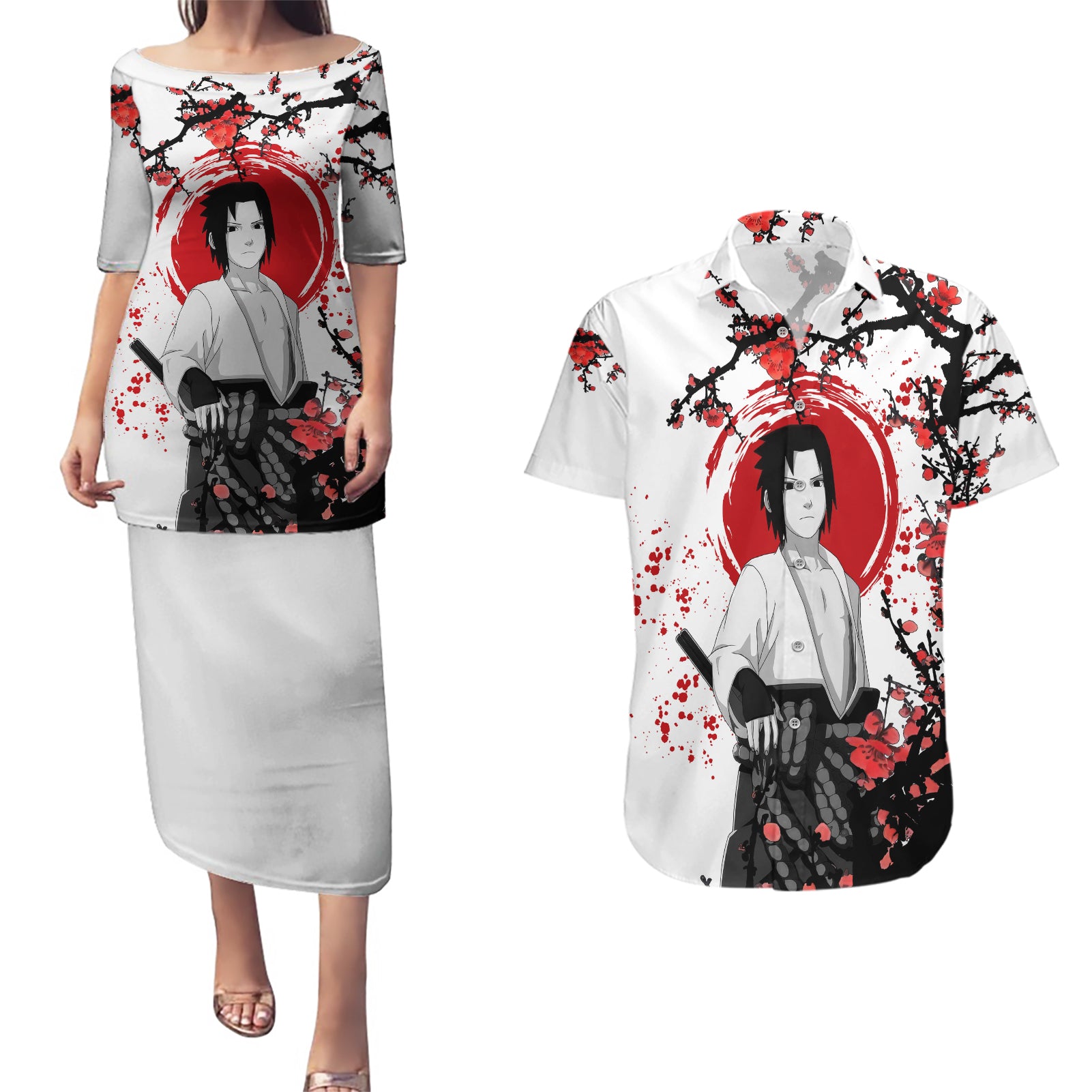 Uchiha Sasuke - Japan Style Anime Couples Matching Puletasi and Hawaiian Shirt