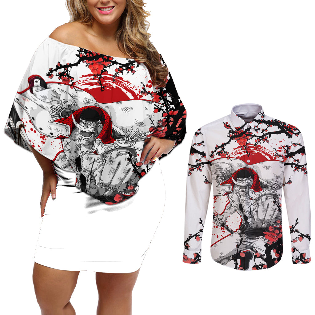 Whitebeard Pirates - Japan Style Anime Couples Matching Off Shoulder Short Dress and Long Sleeve Button Shirt