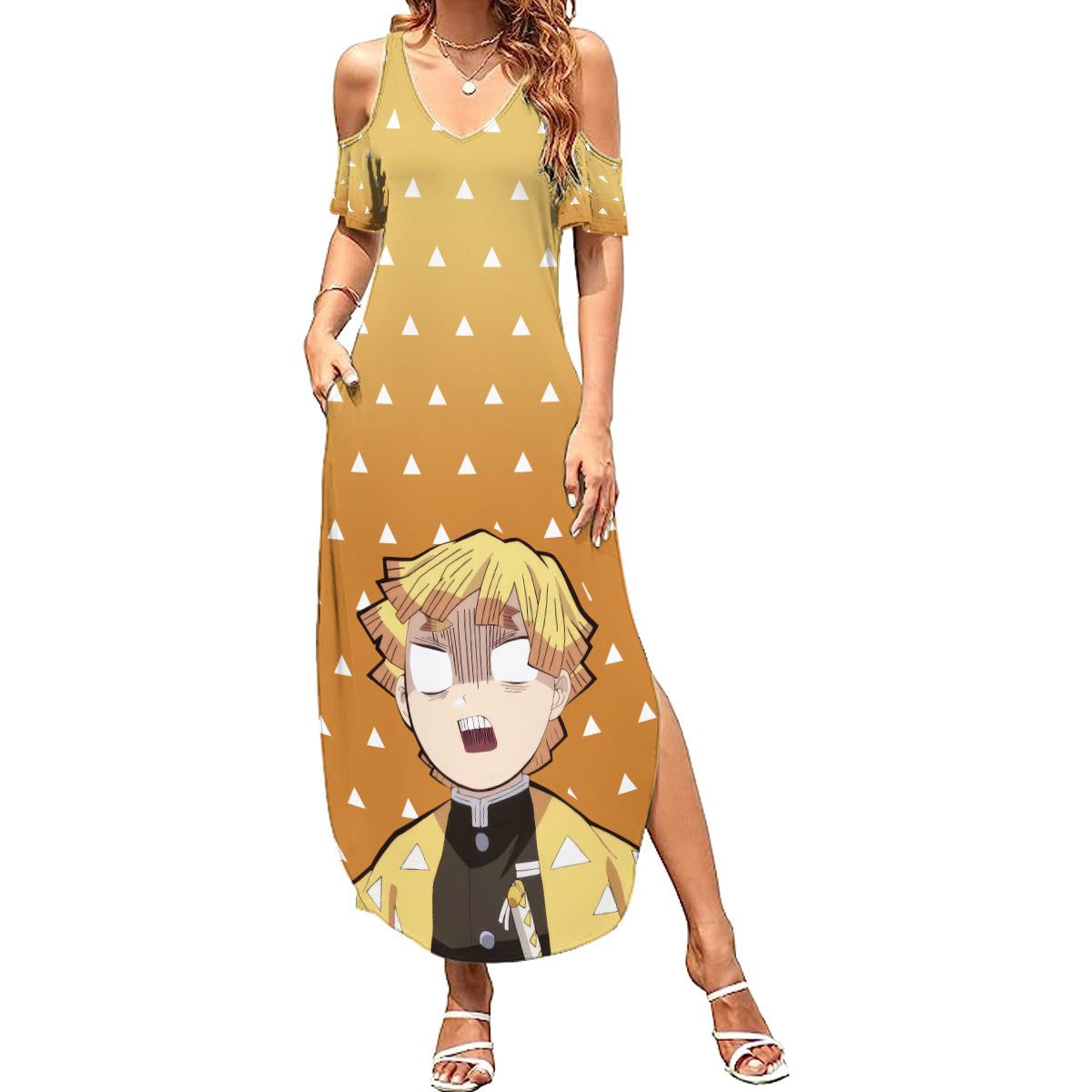 Kimetsu Zenitsu Summer Maxi Dress Demon Slayer Anime Funny Style