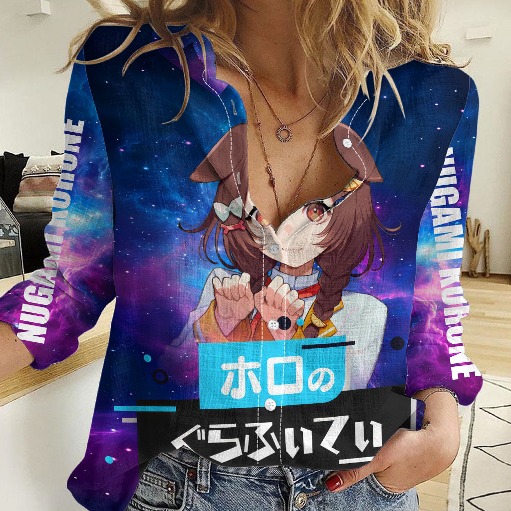 Inugami Korone Holo Live Women Casual Shirt Galaxy Style