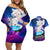 Shirakami Fubuki Holo Live Couples Matching Off Shoulder Short Dress and Hawaiian Shirt Galaxy Style