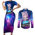 Nekomata Okayu Holo Live Couples Matching Short Sleeve Bodycon Dress and Long Sleeve Button Shirt Galaxy Style