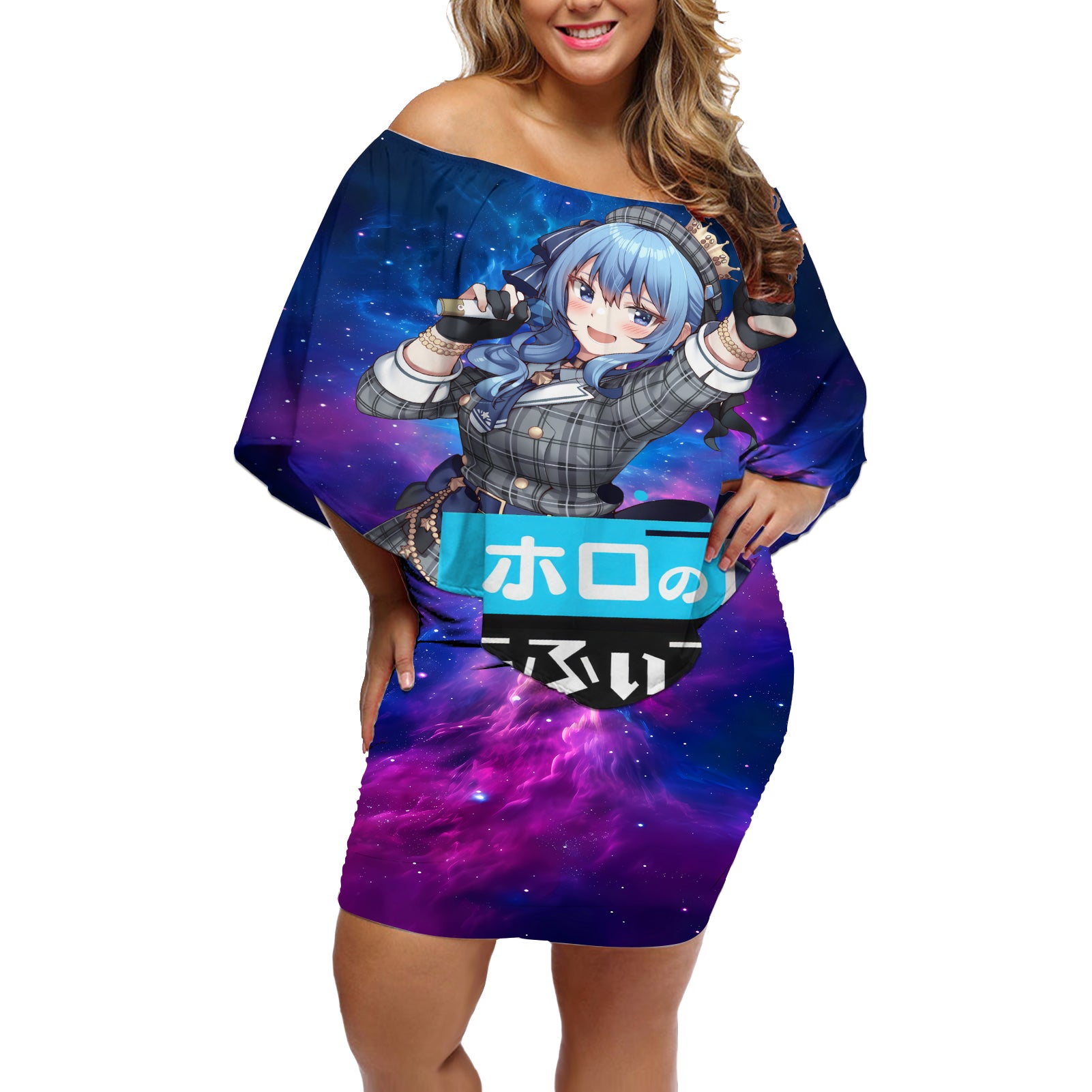 Hoshimachi Suisei Holo Live Off Shoulder Short Dress Galaxy Style