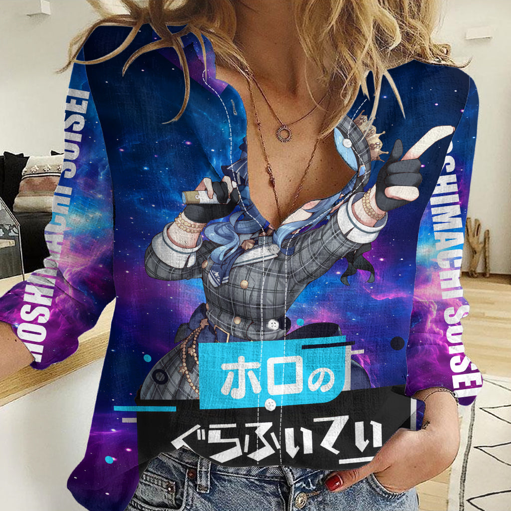 Hoshimachi Suisei Holo Live Women Casual Shirt Galaxy Style