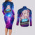 Nakiri Ayame Holo Live Couples Matching Long Sleeve Bodycon Dress and Long Sleeve Button Shirt Galaxy Style