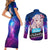 Nakiri Ayame Holo Live Couples Matching Short Sleeve Bodycon Dress and Long Sleeve Button Shirt Galaxy Style