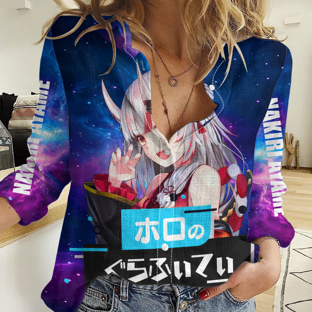 Nakiri Ayame Holo Live Women Casual Shirt Galaxy Style