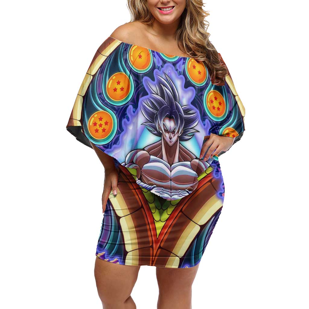 Trippy Ultra Instinct Goku Dragon Ball Z Off Shoulder Short Dress Anime Trippy Style