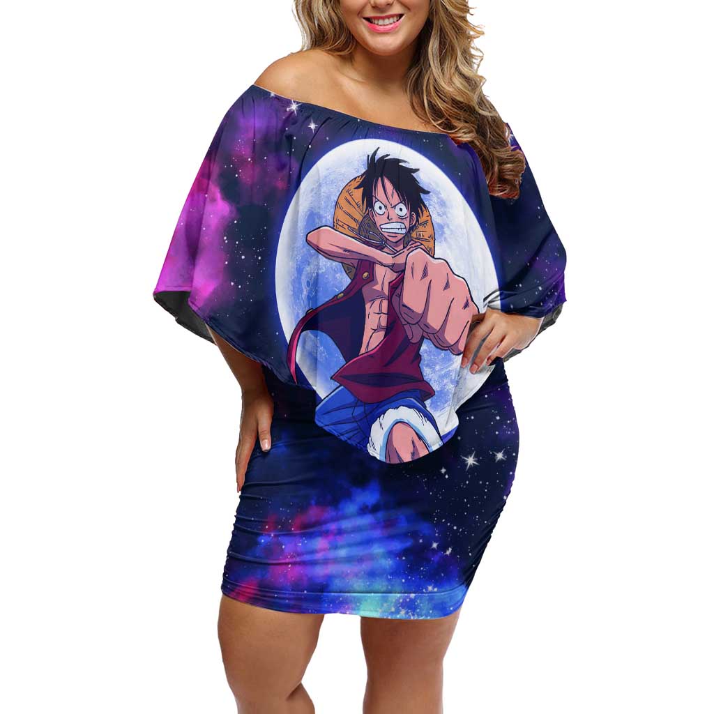 One Piece Lunar Ring Luffy Off Shoulder Short Dress Anime Style