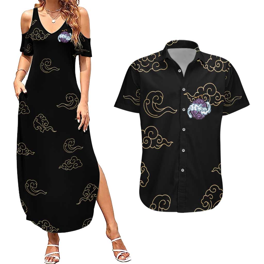 Monkey D. Luffy Gear 5th V4 One Piece Couples Matching Summer Maxi Dress and Hawaiian Shirt Anime Style