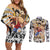 One Piece Blazing Force Luffy Couples Matching Off Shoulder Short Dress and Long Sleeve Button Shirt Anime Mix Manga Style