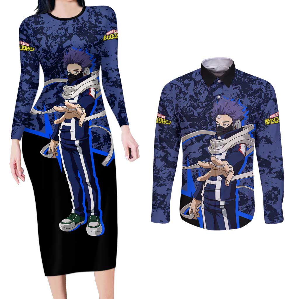 Hitoshi Shinso - My Hero Academia Couples Matching Long Sleeve Bodycon Dress and Long Sleeve Button Shirt Anime Style