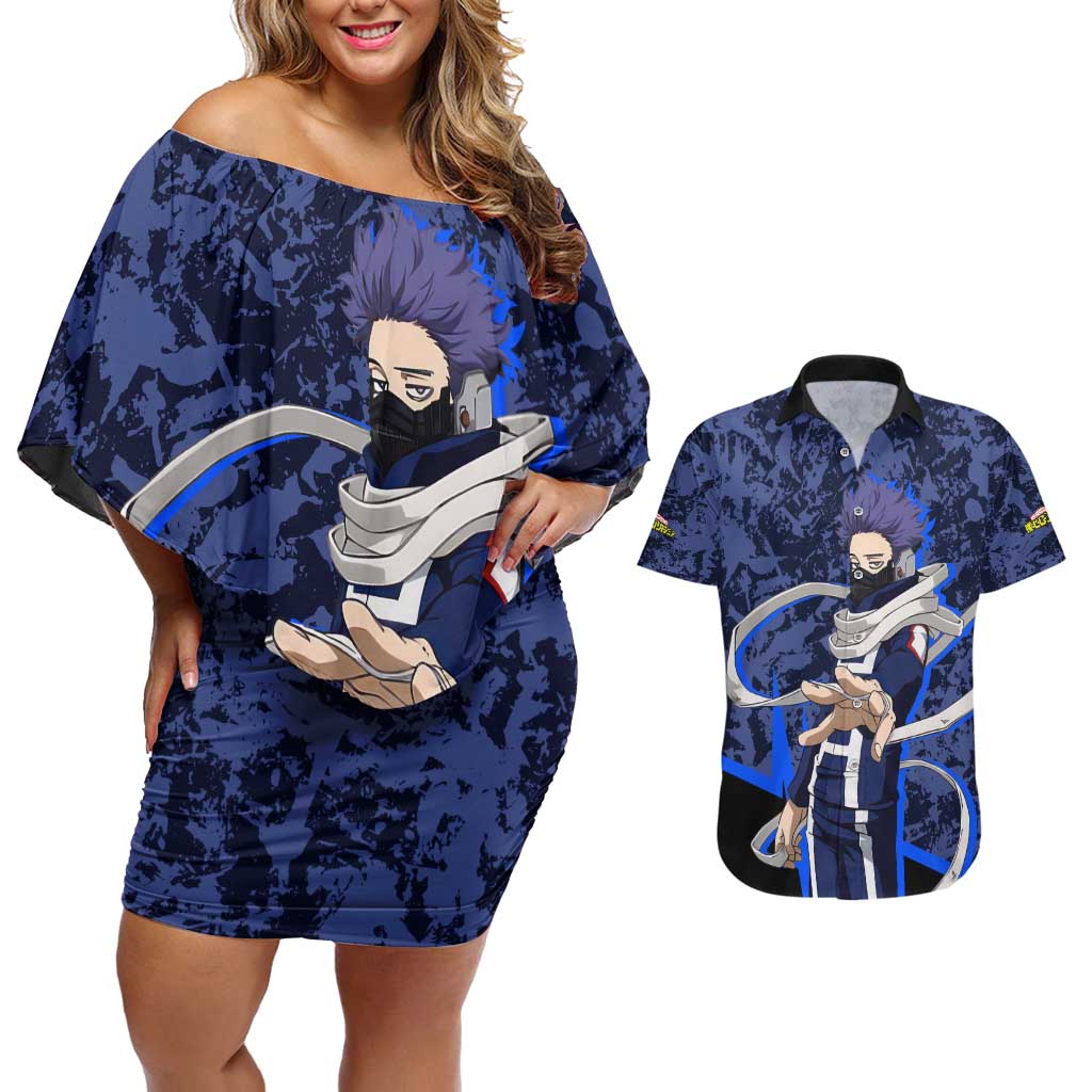 Hitoshi Shinso - My Hero Academia Couples Matching Off Shoulder Short Dress and Hawaiian Shirt Anime Style