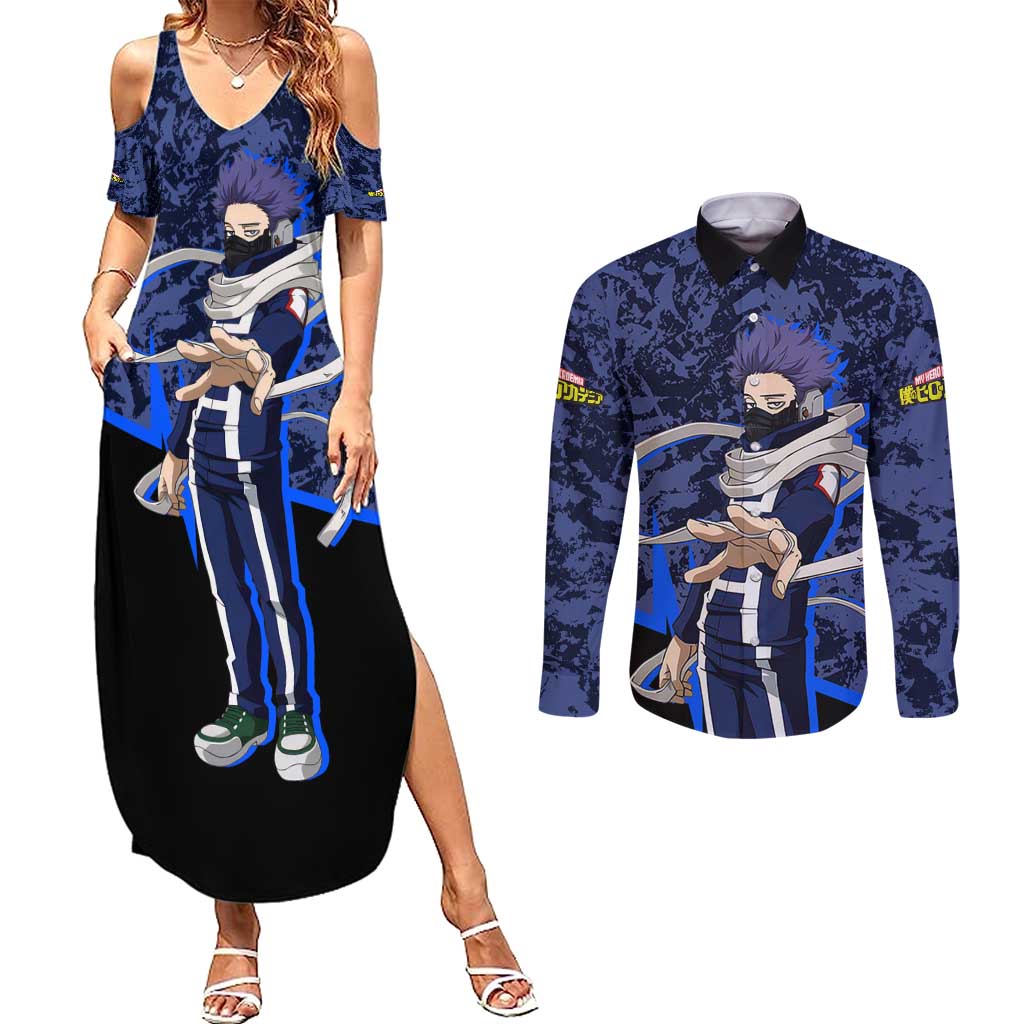 Hitoshi Shinso - My Hero Academia Couples Matching Summer Maxi Dress and Long Sleeve Button Shirt Anime Style