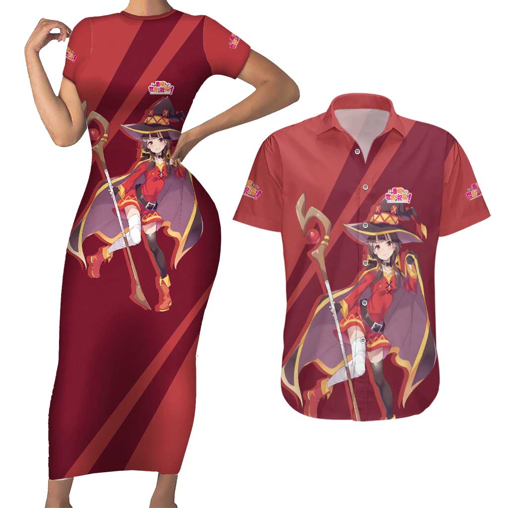 Megumin - KonoSuba Couples Matching Short Sleeve Bodycon Dress and Hawaiian Shirt Anime Style TS04