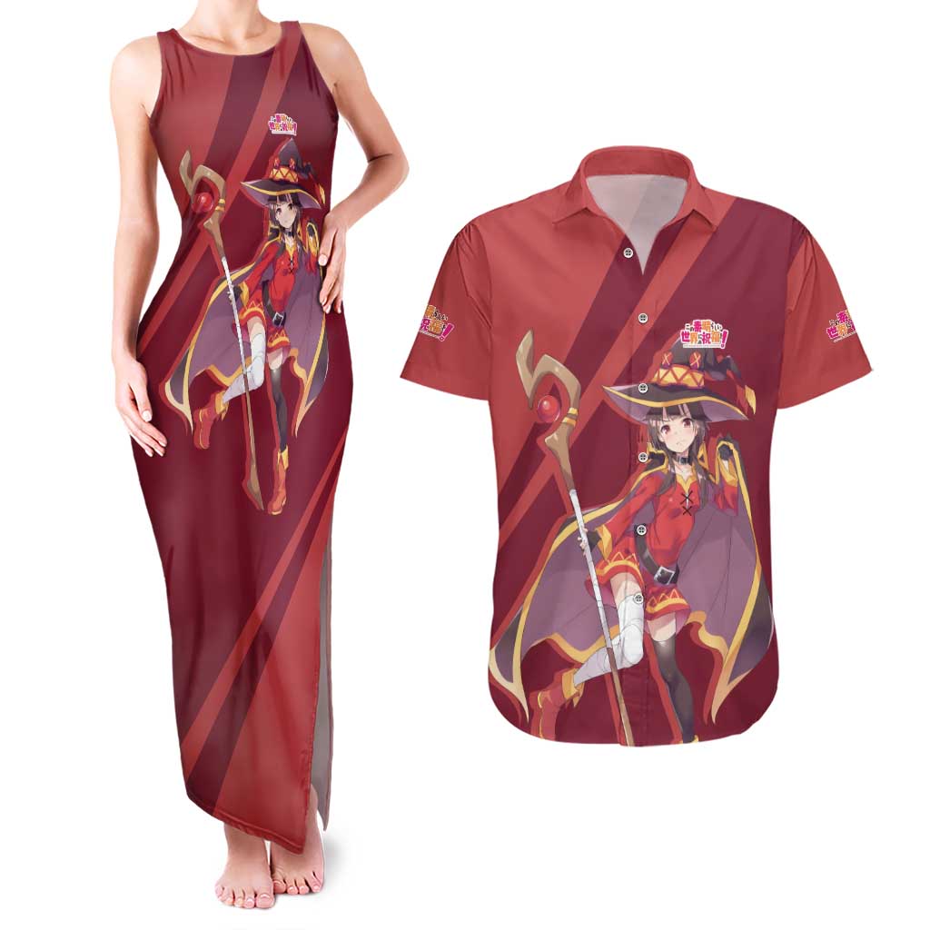 Megumin - KonoSuba Couples Matching Tank Maxi Dress and Hawaiian Shirt Anime Style TS04