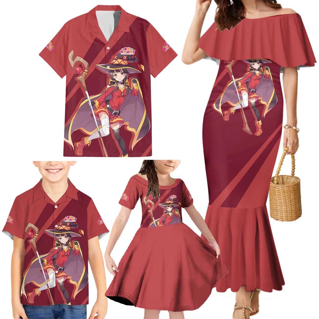 Megumin - KonoSuba Family Matching Mermaid Dress and Hawaiian Shirt Anime Style TS04