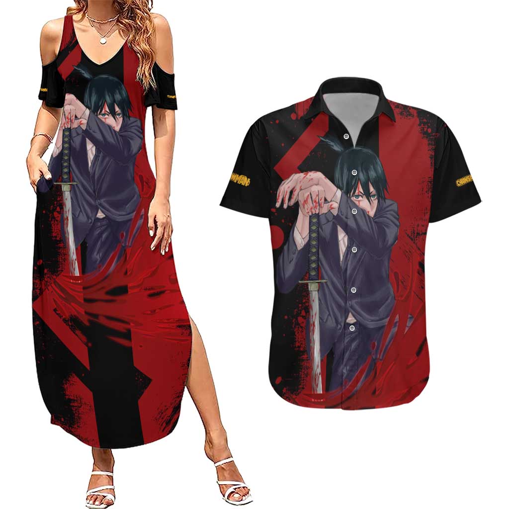 Aki Hayakawa - Chainsaw Man Couples Matching Summer Maxi Dress and Hawaiian Shirt Anime Style