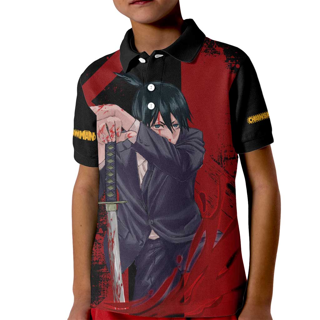 Aki Hayakawa - Chainsaw Man Kid Polo Shirt Anime Style