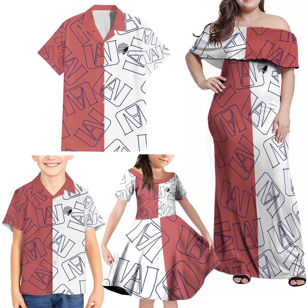 Shoto Todoroki Mix Emblem - My Hero Academia Family Matching Off Shoulder Maxi Dress and Hawaiian Shirt Anime Style