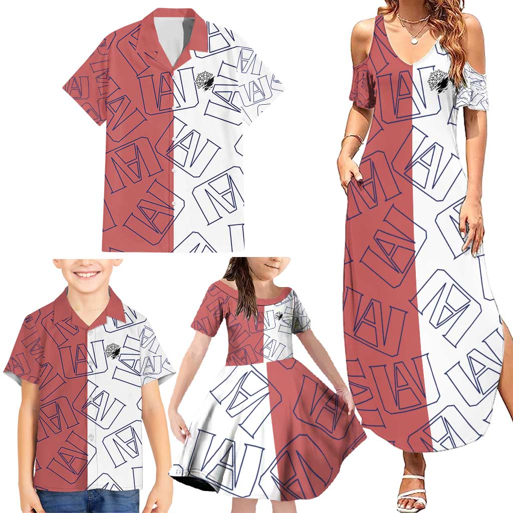 Shoto Todoroki Mix Emblem - My Hero Academia Family Matching Summer Maxi Dress and Hawaiian Shirt Anime Style