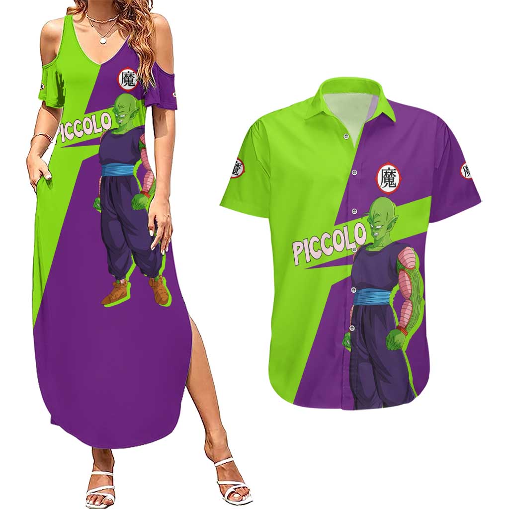 Piccolo - Dragon Ball Couples Matching Summer Maxi Dress and Hawaiian Shirt Anime Style