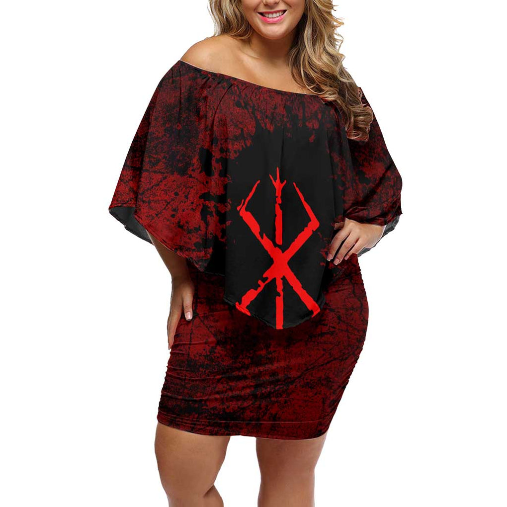 Guts - Berserk Off Shoulder Short Dress Anime Mix Grunge Blood Style