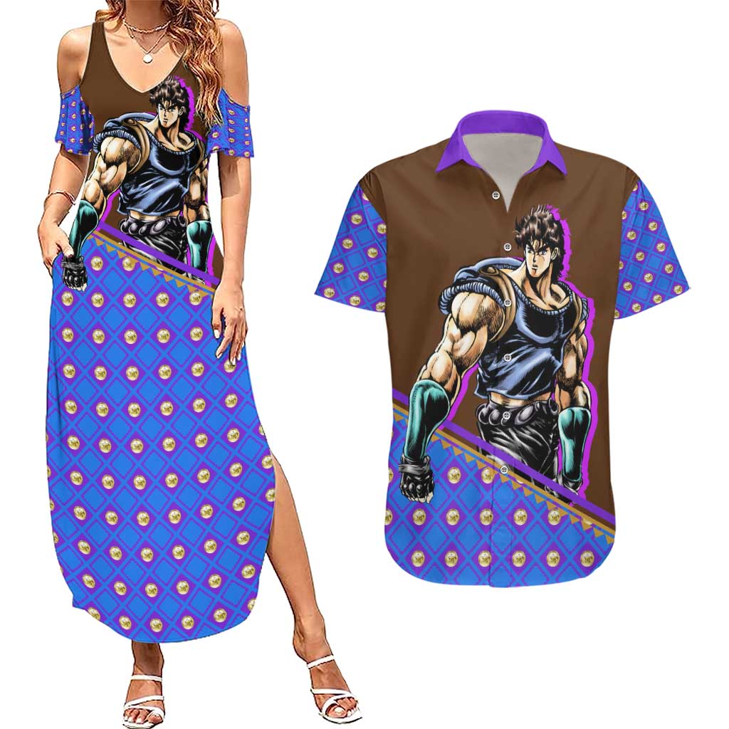 Jonathan Joestar - JoJo's Bizarre Adventure Couples Matching Summer Maxi Dress and Hawaiian Shirt Anime Style