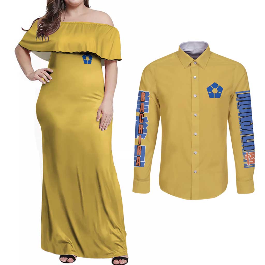 Meguru Bachira Blue Lock Couples Matching Off Shoulder Maxi Dress and Long Sleeve Button Shirt Japan Anime Style TS04