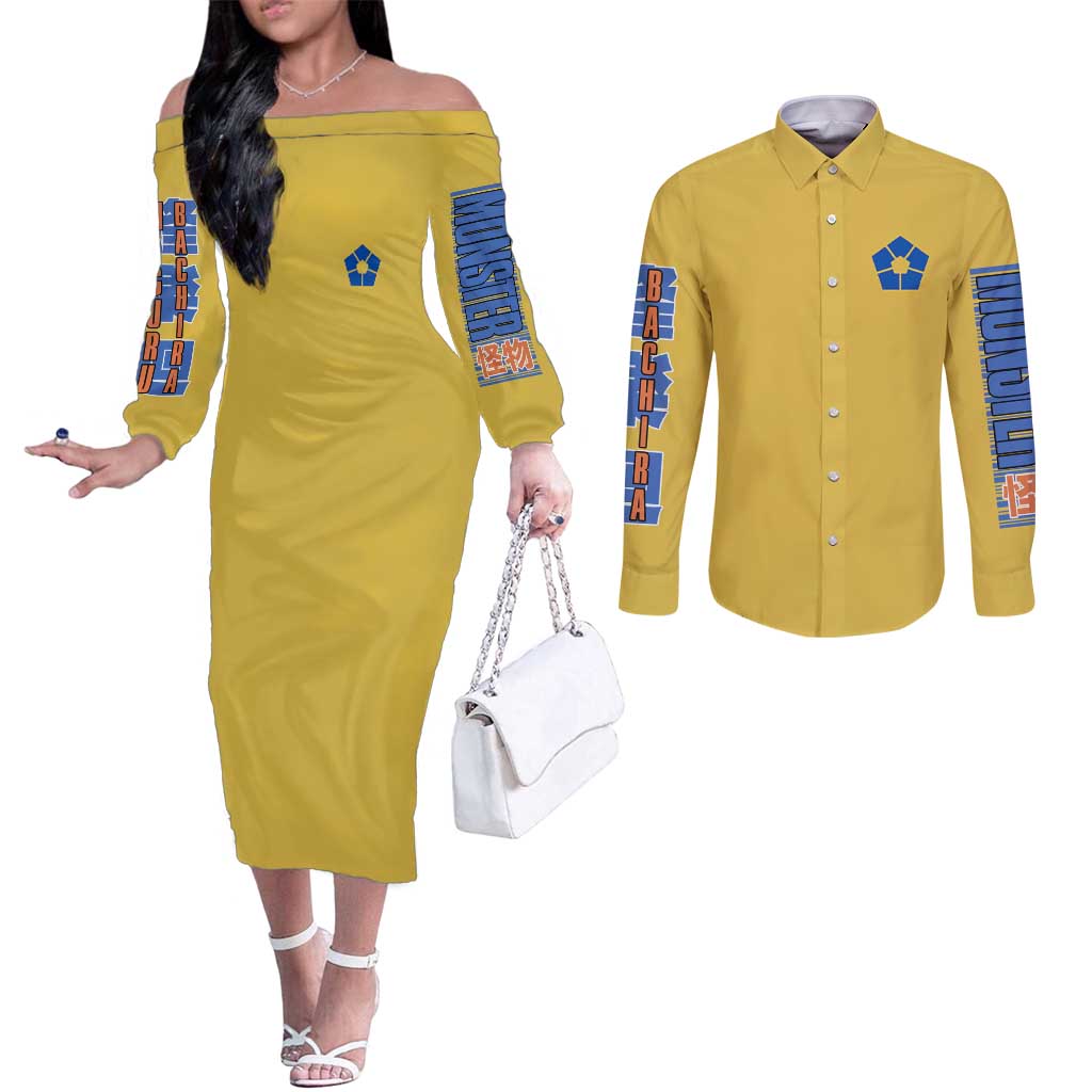 Meguru Bachira Blue Lock Couples Matching Off The Shoulder Long Sleeve Dress and Long Sleeve Button Shirt Japan Anime Style TS04