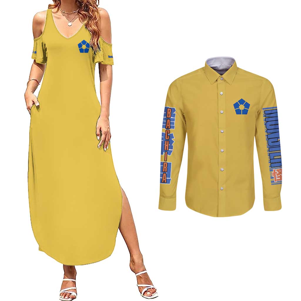 Meguru Bachira Blue Lock Couples Matching Summer Maxi Dress and Long Sleeve Button Shirt Japan Anime Style TS04