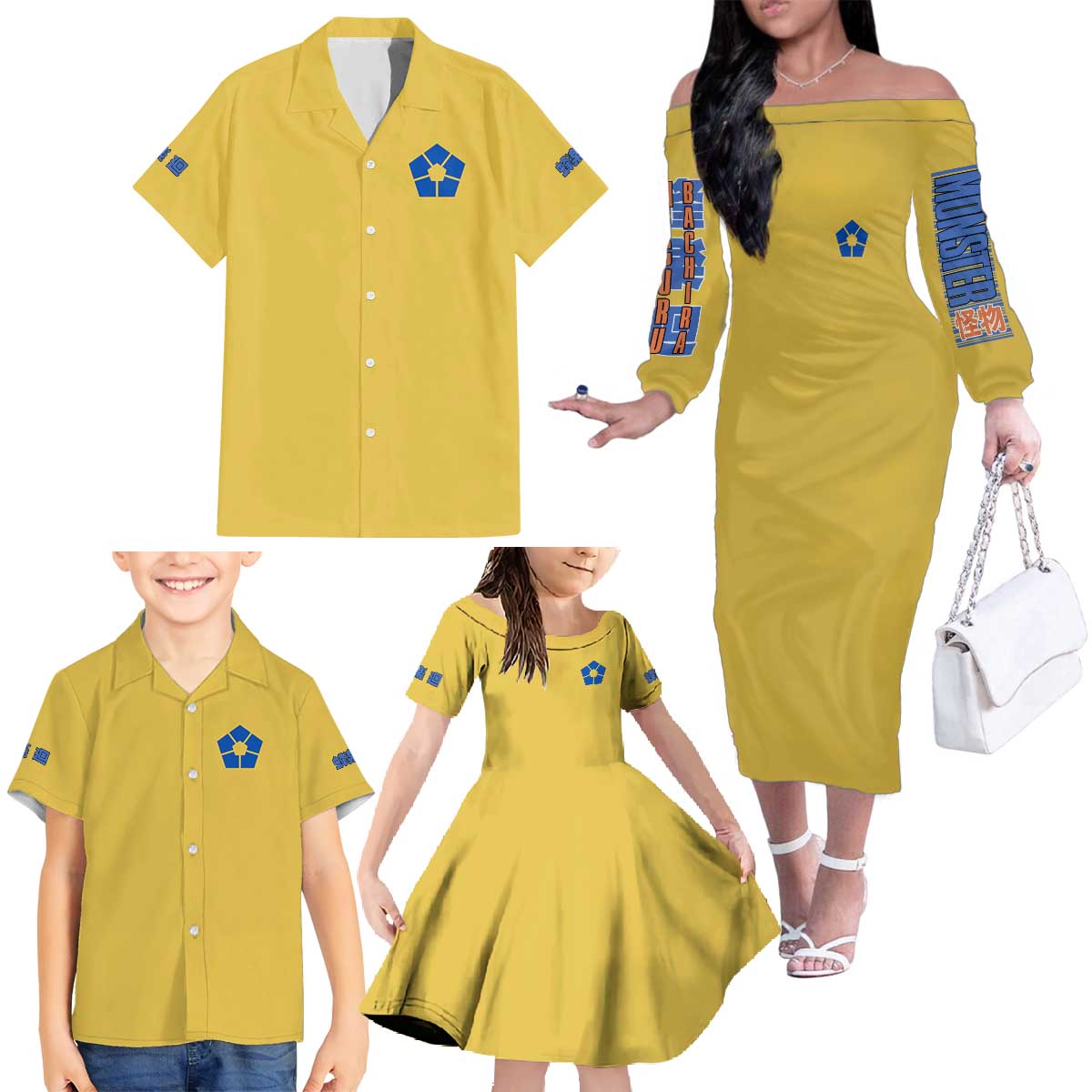 Meguru Bachira Blue Lock Family Matching Off The Shoulder Long Sleeve Dress and Hawaiian Shirt Japan Anime Style TS04