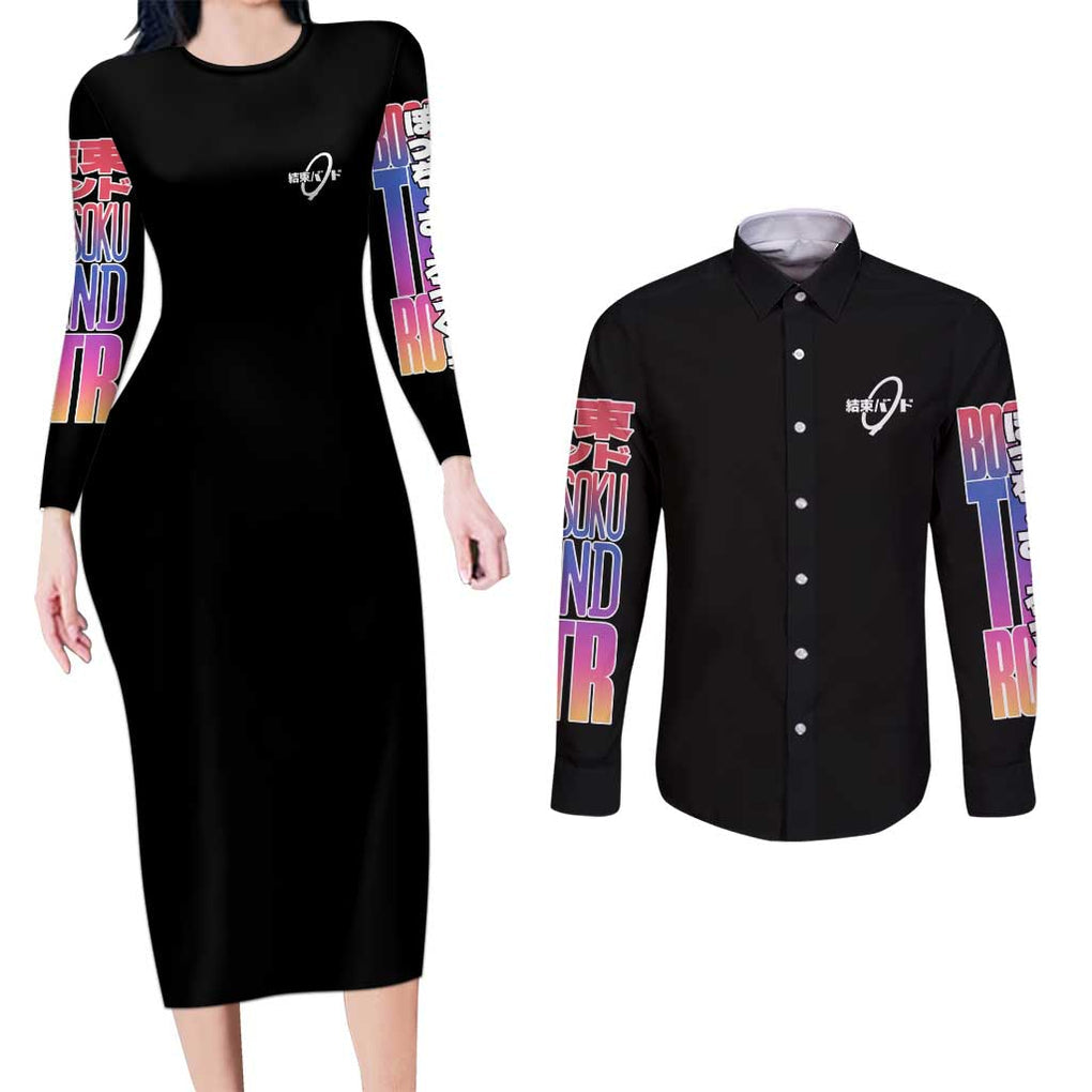 Kessoku Band Bocchi the Rock Couples Matching Long Sleeve Bodycon Dress and Long Sleeve Button Shirt Anime Style