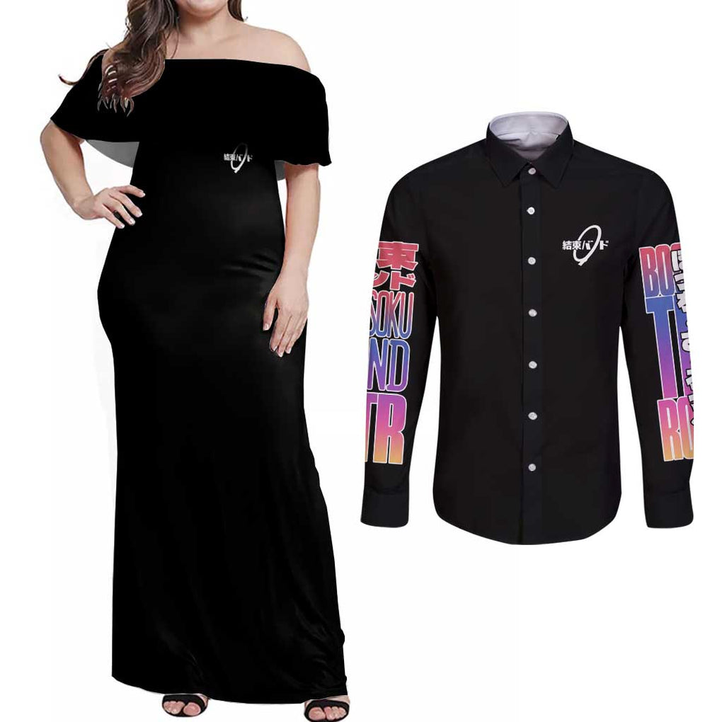 Kessoku Band Bocchi the Rock Couples Matching Off Shoulder Maxi Dress and Long Sleeve Button Shirt Anime Style