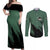 Roronoa Zoro Mix Manga - One Piece Couples Matching Off Shoulder Maxi Dress and Long Sleeve Button Shirt Anime Style